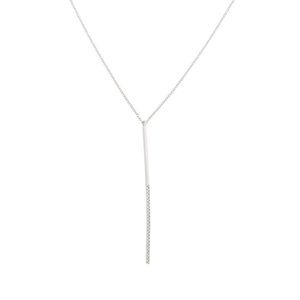 EF COLLECTION 14K WHITE GOLD & DIAMOND BAR NECKLACE